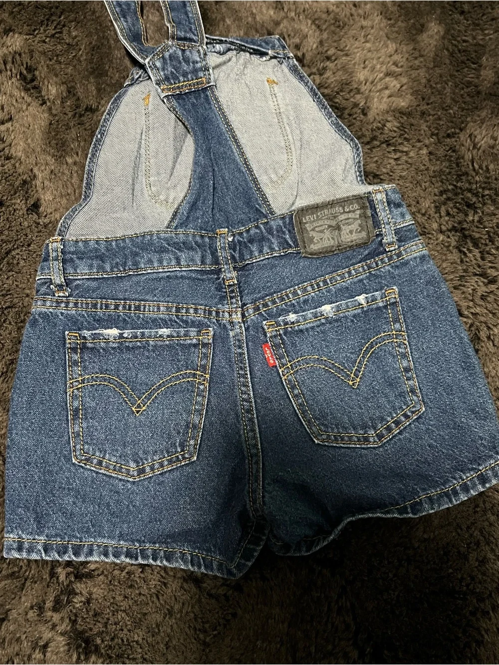 Levi's Kids Blue Denim Shortall Overalls Size XS 5/6